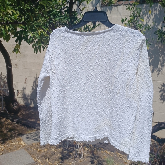 J. Jill White Textured Crew Neck Sweater - Picture 2 of 9